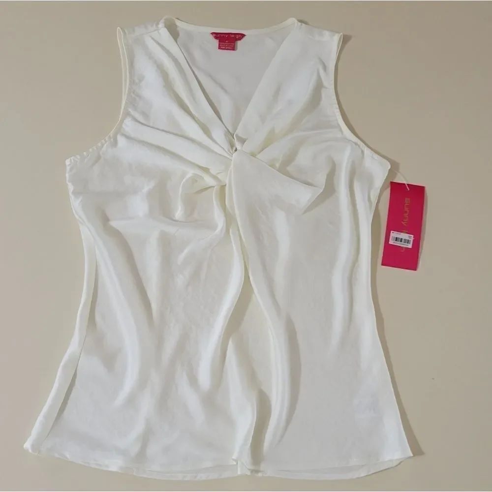Sunny Leigh Ivory Knotted Front Sleeveless Top